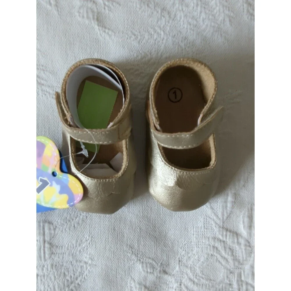 Valen Sina Baby Toddler Girl Shoes Glittery Gold Size 1 NEW